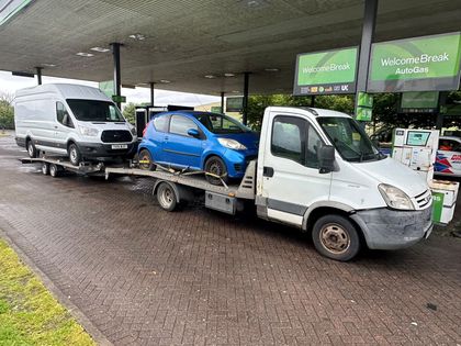 A car and a van collected from motorway services near Glasgow — Roadsist Auto, North Lanarkshire